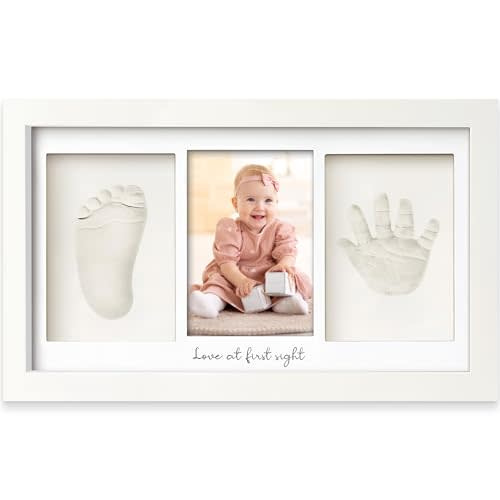 Baby Hand and Footprint Kit - Baby Footprint Kit, Newborn Keepsake Frame, Baby Handprint Kit, Personalized Baby Gifts, Nursery Decor, Baby Shower Gifts for Girls Boys(Alpine White)