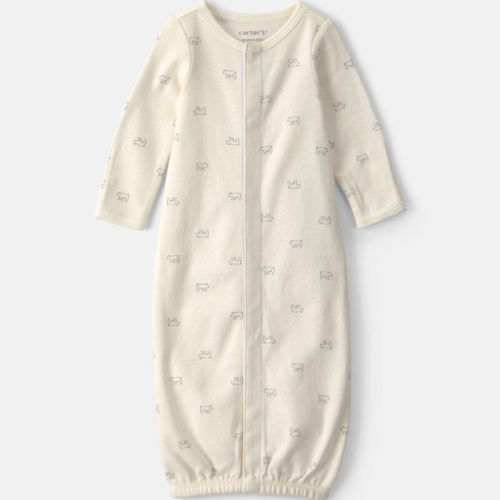 NB Baby Bear Long-Sleeve Sleeper Gown - Cream | Carter’s Oshkosh Canada