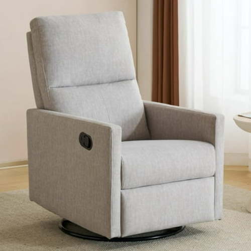 Ketaiyou Swivel Rocking Recliner Chair, Nursery Glider for Living Room, Upholstered Fabric Single Sofa (LightGrey)