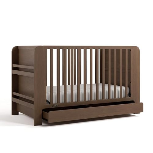 Graco Read-with-Me 4-in-1 Convertible Crib with Drawer - GREENGUARD Gold Certified Converts to Toddler Bed, Daybed, and Functional Bookshelves (Hazelnut)