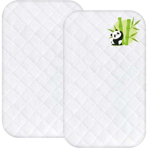 Waterproof Bassinet Mattress Protector Cover, Fits for kingobabys, Maxi COSI Iora/Swift Lightweight Portable Bassinet, 2 Pack, Skin Friendly and Breathable Rectangle Bassinet Mattress Pad
