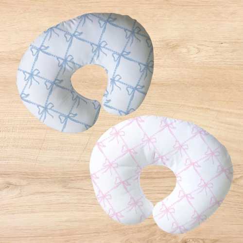 Pink & Blue Ribbon Nursing Pillow Cover, Breastfeeding Pillow Cover, Coquette Support Pillow Cover, Grandmillenial Baby, Nursing Cover