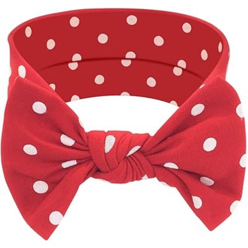 Baby Girl Headbands-Infant,Toddler Cotton Handmade Hairbands with Bows Child Hair Accessories (Red with White Polka Dots)