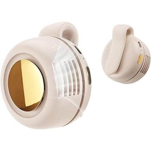 Portable Silent Mini Bladeless Fan Clip On, Small Fan Clip on for Shirt & Waist, Adjustable 3-Speed Suspended Whirlwind Fans, For Outdoor & Travel & Office, Travel Accessories, Gift (White)