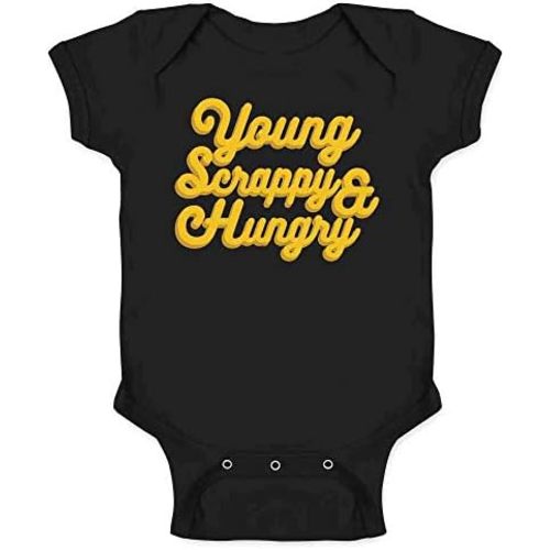Pop Threads Young Scrappy & Hungry Quote Infant Baby Boy Girl Bodysuit