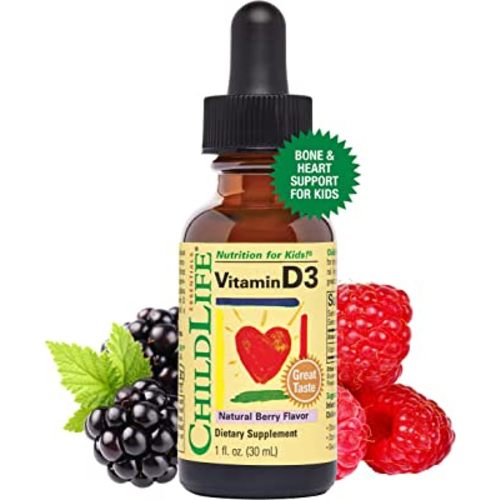 CHILDLIFE ESSENTIALS Vitamin D3 - Vitamin D Drops for Infants,Toddlers & Kid Supports Immune, Respiratory, Heart, & Bone Health, All-Natural, Non-GMO, 500 IU (12.5 mg) - Berry Flavor, 1 Fl. Oz Bottle