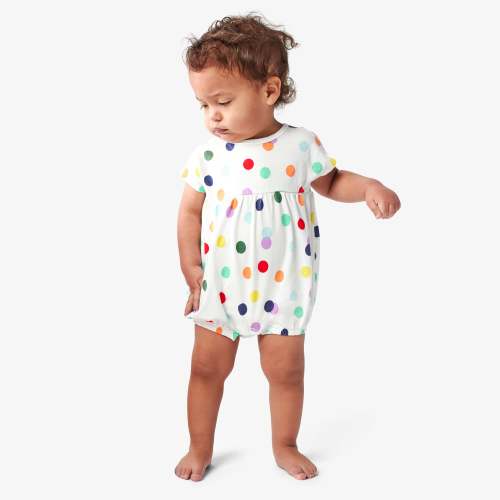 Clearance baby bubble shortie in rainbow confetti dot | Primary.com