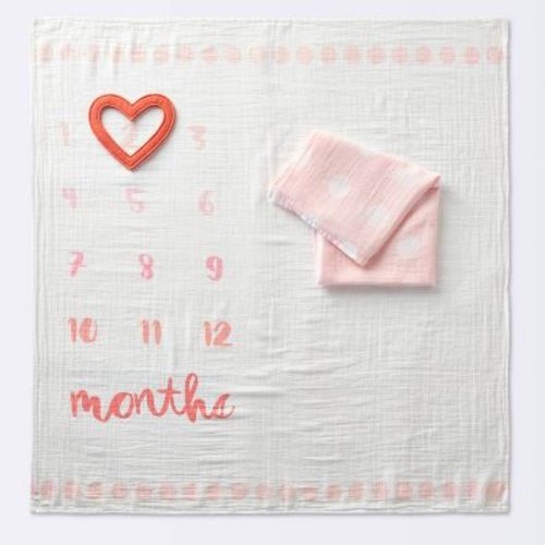 Muslin Blankets With Felt Frame Dots - Cloud Island™ Pink