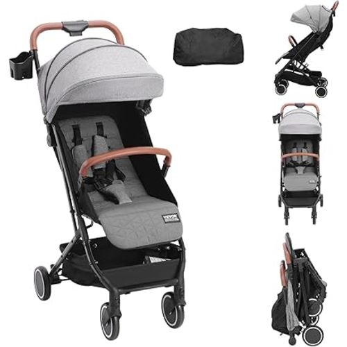 VEVOR Standard Baby Infant Stroller with 95-150 Adjustable Backrest & 0/90 Adjustable Footrest, Newborn Stroller with Cup Holder and Carry Bag, Dark Grey