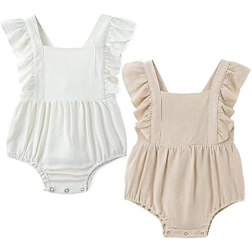 Simplee kids Baby Boys Girls Ruffle Romper Summer Outfit Jumpsuit Linen Bodysuits
