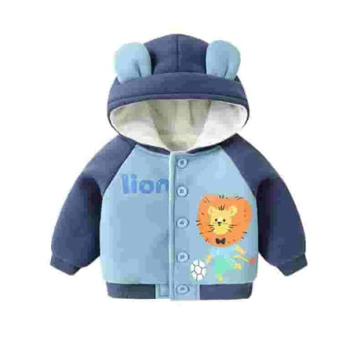 Baby Hooded Cute Animal Print Coat Autumn And Winter Baby Girls Winter Baby Boys Padded Jacket Padded Coat 3-6 Months