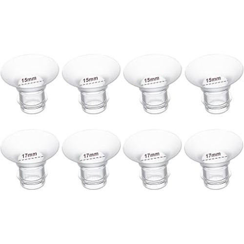 Flange Insert 15/17mm 8PCS Compatible with 24mm Flange/Shield of Most Pumps,Suitable for Momcozy/Medela/Spectra/TSRETE/Paruu Wearable Breast Pump,Reduce 24mm Tunnel Down to Correct Size,4pc/Size