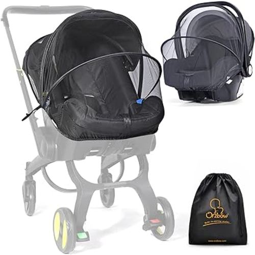 Orzbow Mosquito Net for Baby Car Seats, Universal & Breathable Infant Car Seat Insect Mesh Net, Encrypted Bug Net for Car Seat Protection, Suitable Summer Night Walking, Baby Camping & Travel, Black