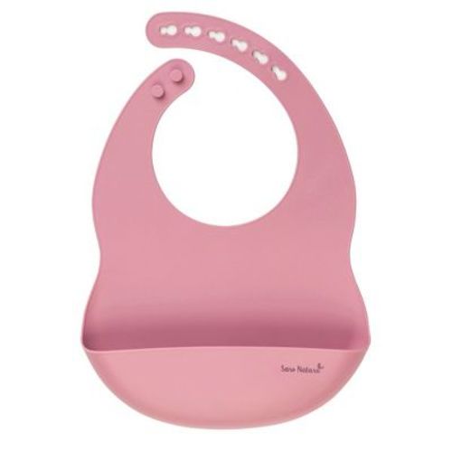 SARO Silicone Baby Bib (6+ Months) - Adjustable Feeding Bib for Girls - Blossom Pink