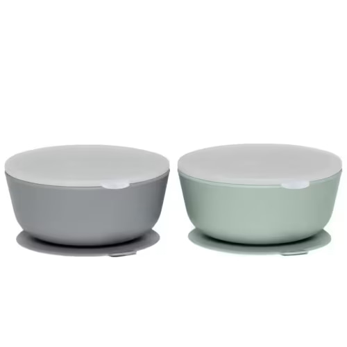 Weesprout Suction Bowls For Baby & Toddlers (set Of 2) - 100% Silicone W/plastic Lid - Leak Proof Feeding Supplies