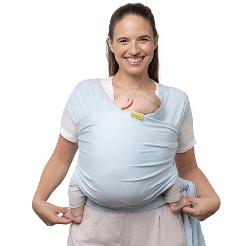 Boba Baby Wrap Carrier - Original Baby Carrier Wrap Sling for Newborns - Baby Wearing Essentials - Newborn Wrap Swaddle Holder, Newborn to Toddler Infant Sling (Serenity Light Blue)