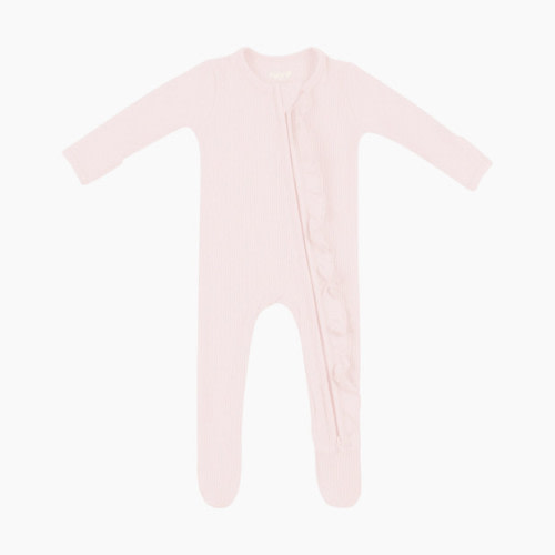 Kyte Baby Ribbed Ruffle Zipper Footie - Blush, 6-12 M