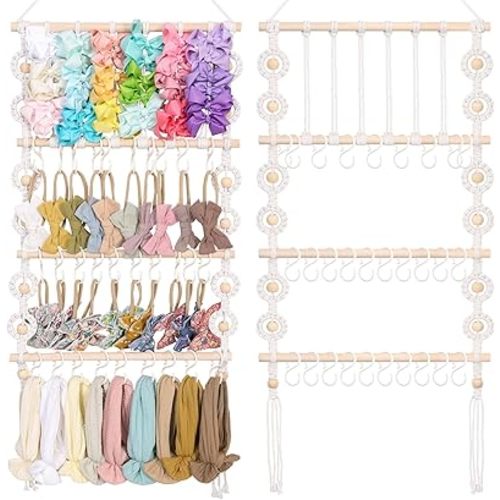 POVETIRE Headband Holder Bow Organizer for Girls Hair Bows, Baby Bow Hanger for Girls Hair Accessories Organizer Storage Wall Hanging Decor for Nursery Baby Girls Toddler Room