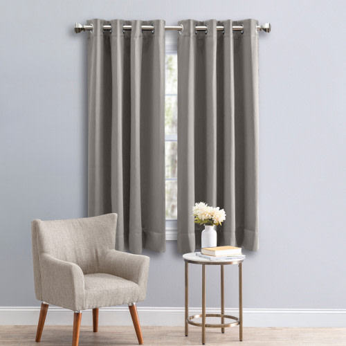 Ricardo Trading Ultimate Black Out Grommet Window Panel Curtain w/Wand - Grey, 56"W X 54"L