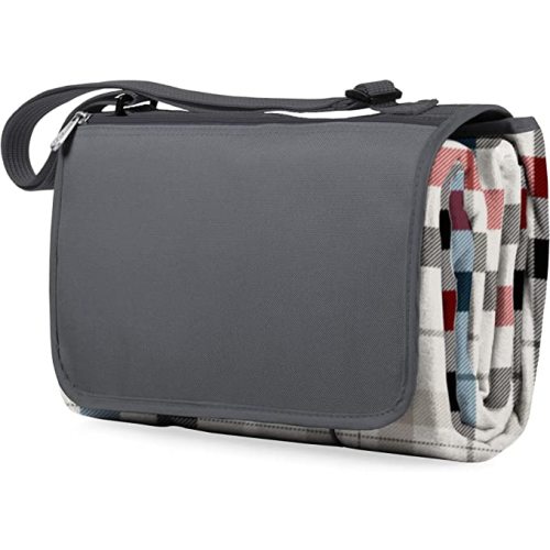 ONIVA XL Outdoor Picnic Blanket Tote - Gray With Blue & Red Accents