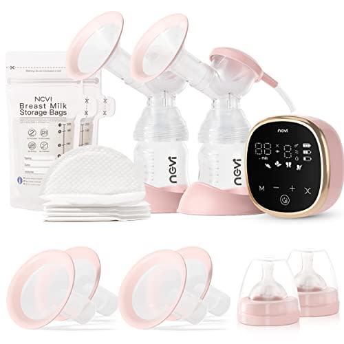 NCVI Electric Breast Pump 8782, Portable Hospital-Grade Double Pump with 4 Modes & 9 Levels, Anti-Backflow, Rechargeable Quiet Breastfeeding Pump for Efficient Comfortable Use at Home, Work or Travel