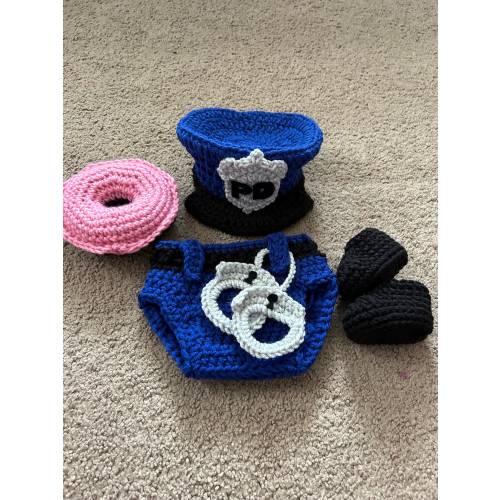 Crochet Police Outfit/ Baby Cop Outfit/ Newborn Police Photo Prop/Baby Police Hat/ Newborn to 18 months/MADE TO ORDER