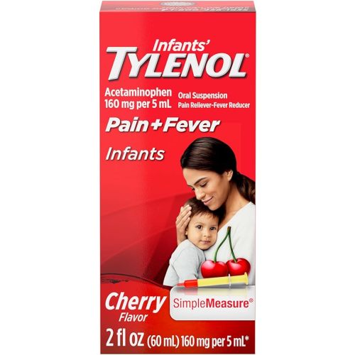 Tylenol Infants Liquid Pain Relief & Fever Medicine, Oral Suspension, Acetaminophen for Sore Throat, Headache & Teething, Pain Reliever & Fever Reducer for Kids; Cherry Flavor, 2 fl. oz.; Pack of 1