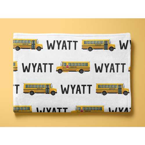 Personalized School Bus Name Blanket for baby, toddler - Custom Name - Gift for Toddler Boy Birthday