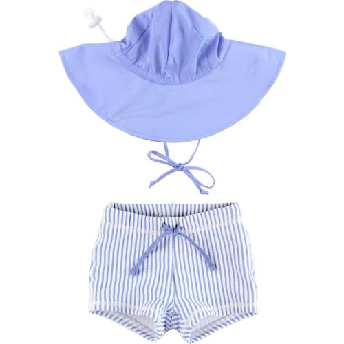 Baby Stripe Swim Trunks & Hat Set, Size: 12-18M