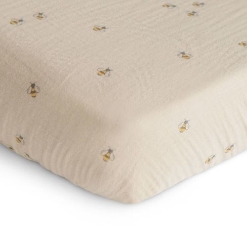 Mushie Extra Soft Muslin Crib Sheet - Bees