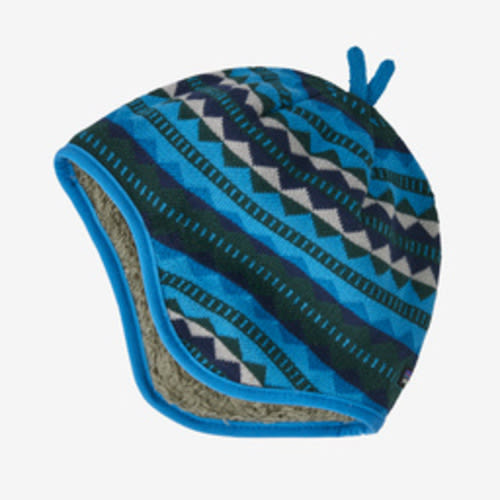 Baby Reversible Beanie - Diamond Stripe: Vessel Blue