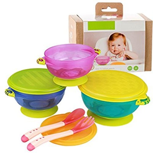 Stay Put Baby Feeding Bowls,3 Size Baby Bowl Set,Baby Utensils Bowls And Spoons