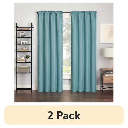 (2 pack) Eclipse Samara Solid Blackout Single Panel, Seaglass, 42" W x 84" L