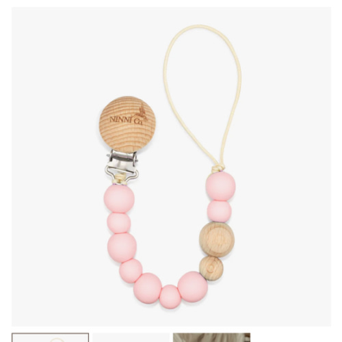 Ninni Co. Rosebud Pink Pacifier Clip