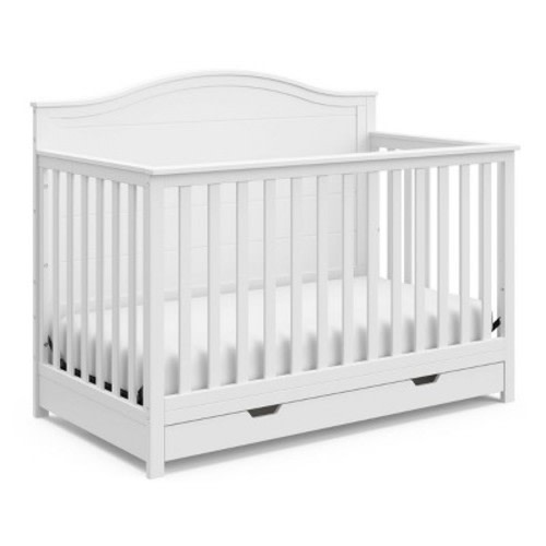 Storkcraft Moss 5-in-1 Convertible Crib with Drawer - White
