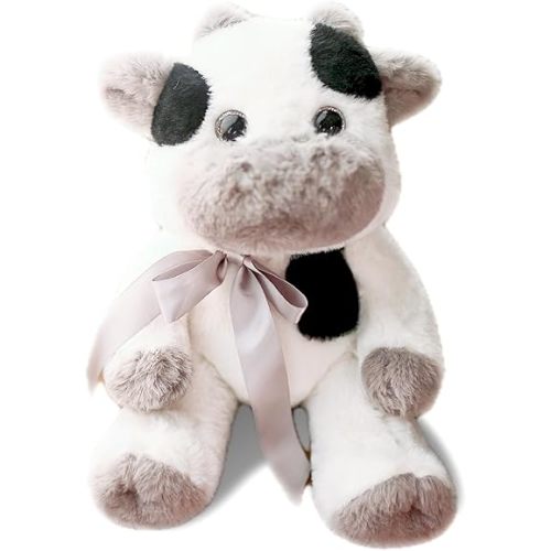 uoozii Warmable Cow Stuffed Animal - Microwavable 12" | 2 Pounds Unscented Weighted Stuffed Animals Non-Shedding Cow Plush Coolable & Heatable Warm Gifts for Kids & Adults