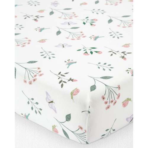 Botanical Butterfly Print Baby Organic Cotton Standard Crib Sheet