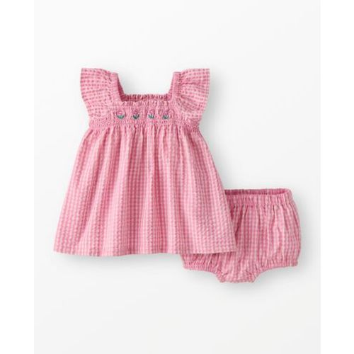 Baby Flutter Sleeve Seersucker Dress & Bloomers Set