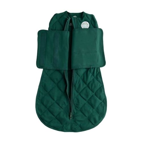 DREAMLAND Weighted Cotton Swaddle Sleeping Bag for 0-6 Month Newborns - 2-Way Zipper, Machine Washable - Forest