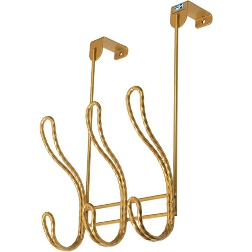 Twisted Design Over The Door Hook Rack, Over The Door Towel Rack, Door Hanger, Door Coat Hanger, Over The Door Coat Rack, for Bathroom, Bedroom or Laundry Room (Gold with 6 Hooks)