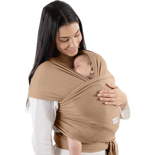 Comfy Cubs Baby Wrap Carrier - Soft & Secure Fit Cotton Blend Baby Carrier Newborn to Toddler - Lightweight & Hands-Free Toddler Sling - Adjustable One Size Fits All Infant Wrap - Cedar