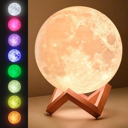 Mind-Glowing Moon Lamp - 3D Moon Night Light for Kids Bedroom - Globe Nightlight with Multi Color LED, Touch/Remote Control - Birthday Gift for Any Year Old Girls & Boys - Space Decor (4.7 inch)