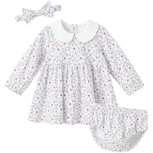 pureborn Baby Toddler Girl Dress with Bloomer Short and Long Sleeve Playwear Dress with Diaper Cover