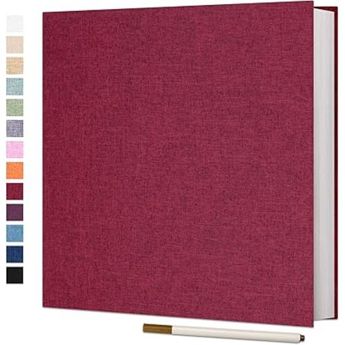 Vienrose Large Photo Album Self Adhesive for 4x6 5x7 8x10 Pictures Scrapbook Album DIY Scrap Book 40 Sticky Pages with A Metallic Pen Red