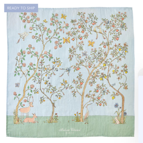 Atelier Choux Carré – In Bloom Blue Swaddle | Caitlin Wilson