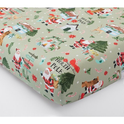 Candy Cane Village Organic Crib Fitted Sheet