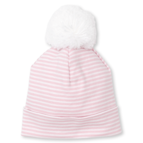 Classic Rib Striped Pom Hat, Pink