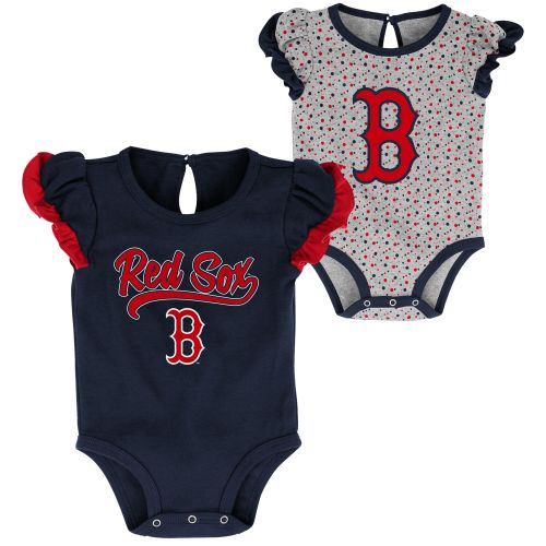 Girls Newborn Boston Red Sox Navy/Heathered Gray Scream & Shout Two-Pack Bodysuit Set