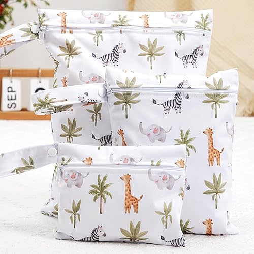 3 Set Wet Bag Storage Bag Zipper Waterproof Washable Travel Bags, Beach, Pool, Gym Bag for Cloth Diaper, Swimsuits & Wet Clothes(EF643)