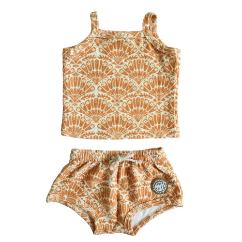 Brown Seashell Bloom Little Surfer Girl Two-piece set